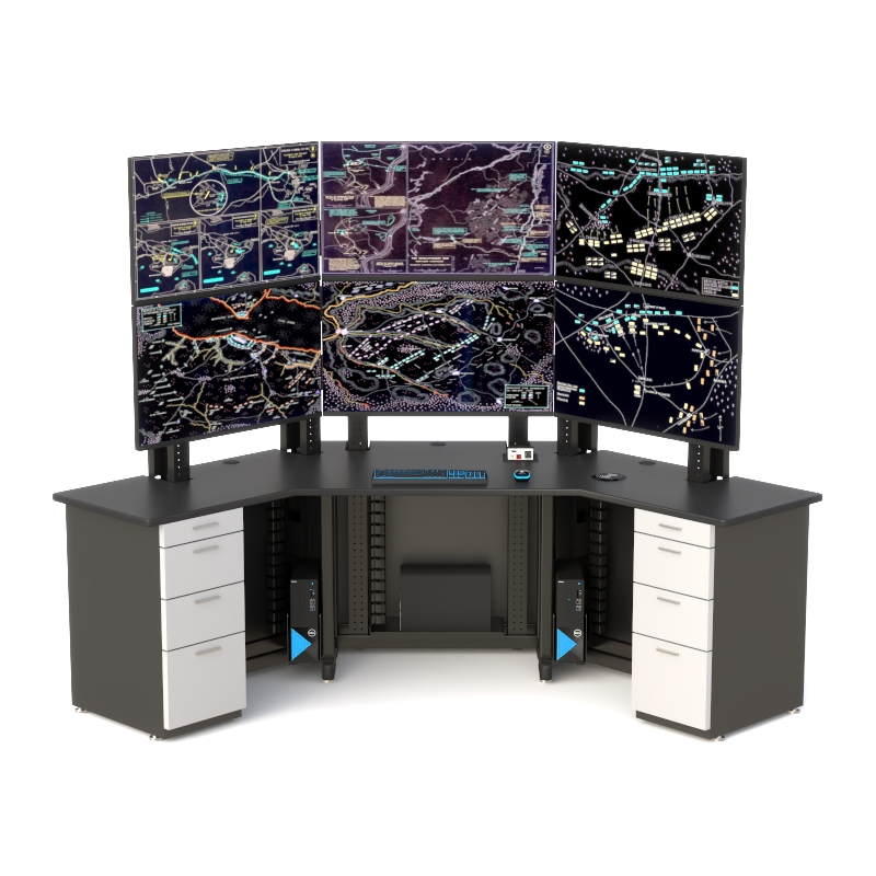 CCTV Control Room Console with Ergonomic Design & Video Wall
