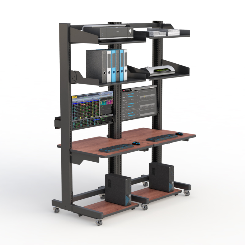 Dual-User LAN Workstation Rack for Efficient Server Management
