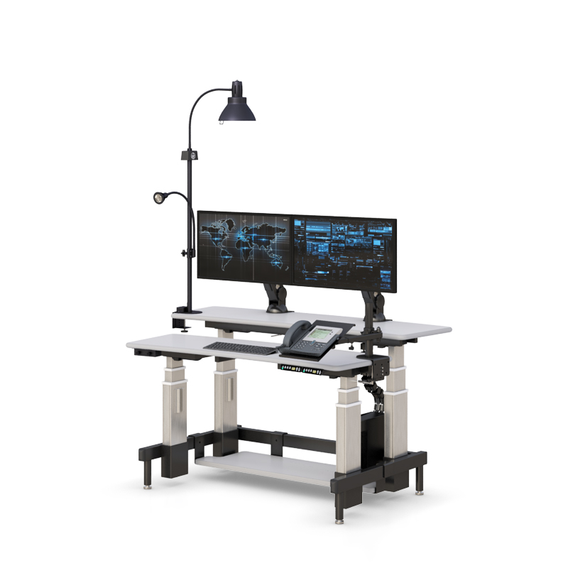 Dual Tier Control Room Desk with Adjustable Surfaces