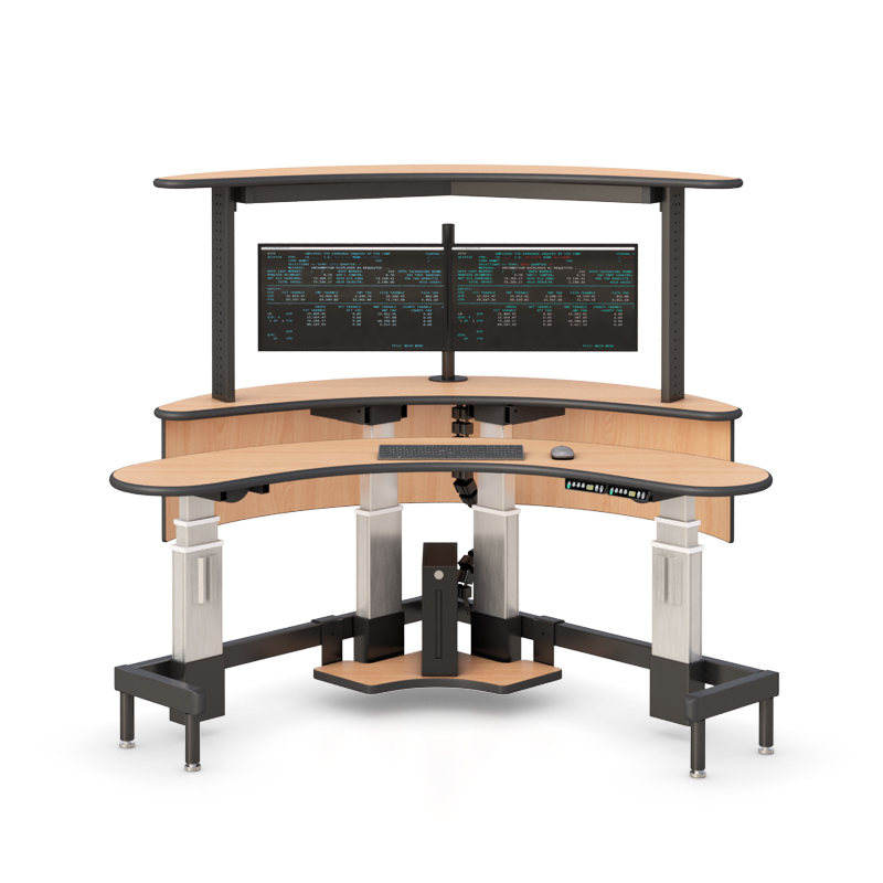 Command Center Monitoring Desk with Curved Sit-Stand Design