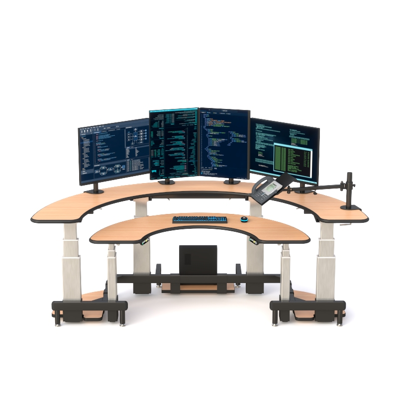 Dual Tier Half Circle Center Desk – Ergonomic Console