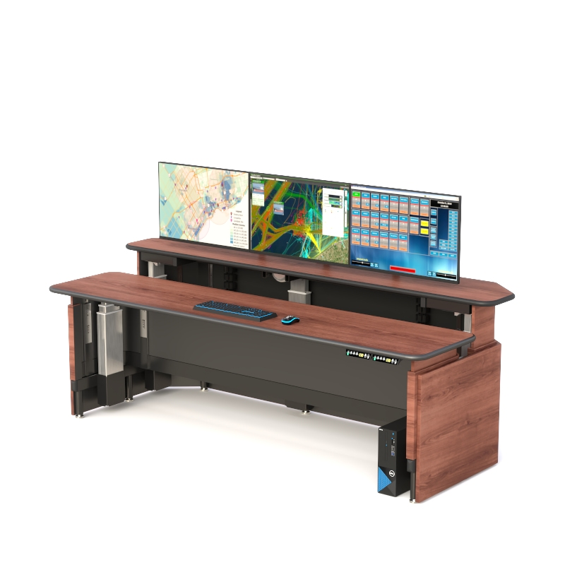 Dual Uplift Ergonomic Command Center Desk with Sit-Stand Function
