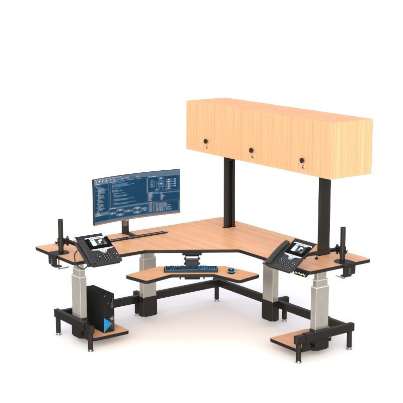 Control Console with Shelves – L-Shaped Command Desk