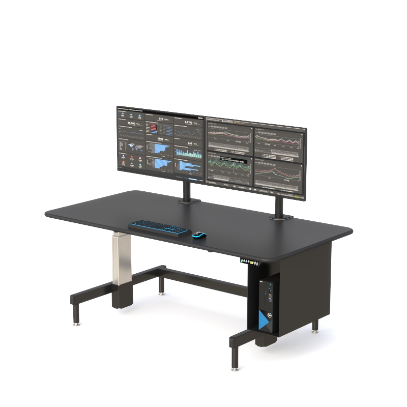 Height Adjustable Control Room Desk with VESA Monitor Mounts