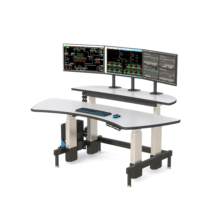 Ergonomic Dispatch Desk with Dual Height-Adjustable Surfaces