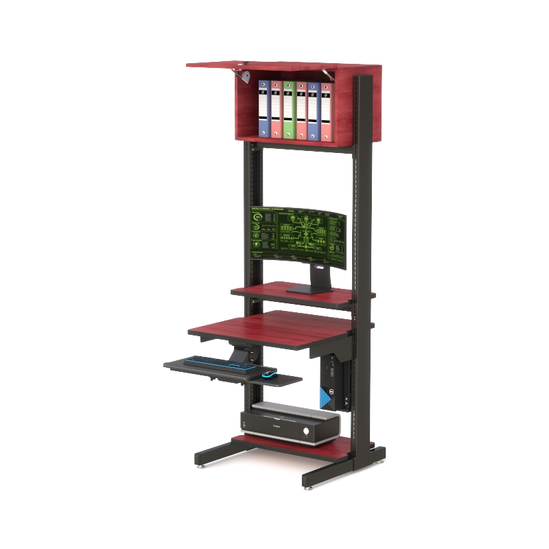 High-Quality Server Computer LAN Rack with Overhead Storage | Control and Command