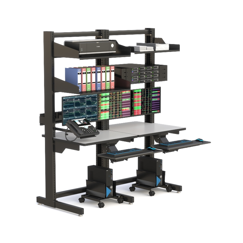 Dual User LAN Computer Rack for Multi-Device Control