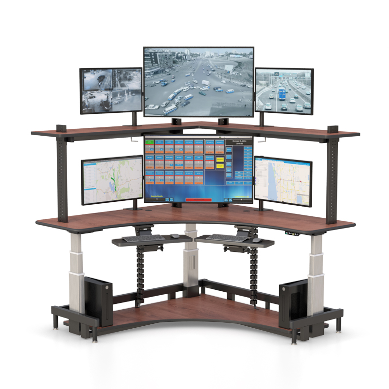 Center Console Desk | Ergonomic Multi-Display Workstation