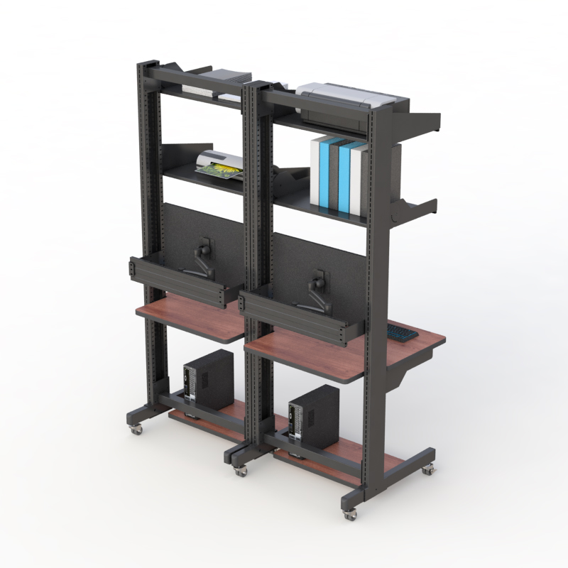 Dual-User LAN Workstation Rack for Efficient Server Management