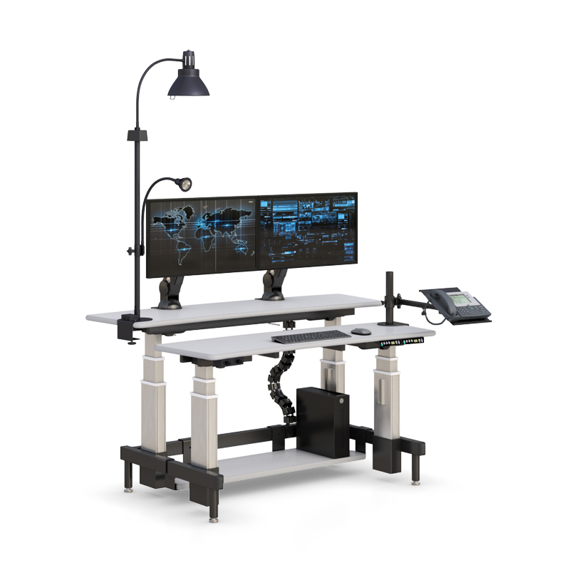 Dual Tier Control Room Desk with Adjustable Surfaces