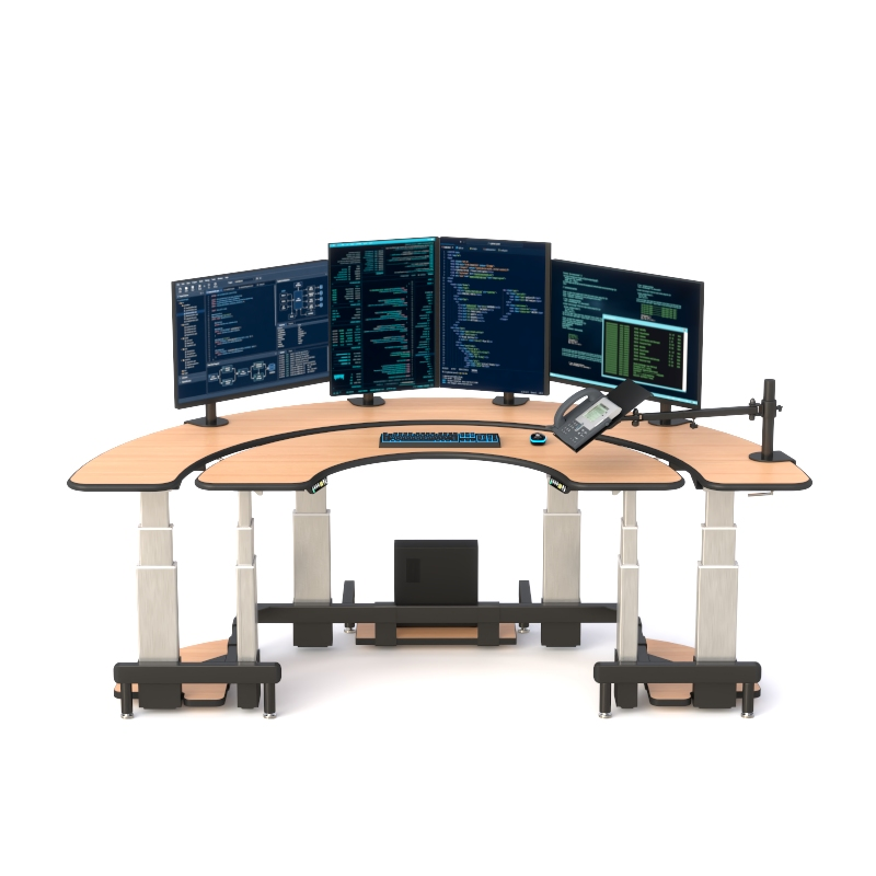 Dual Tier Half Circle Center Desk – Ergonomic Console