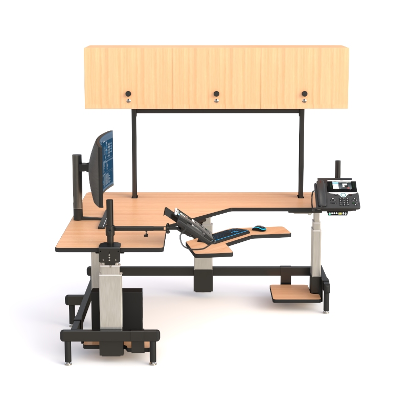 Control Console with Shelves – L-Shaped Command Desk
