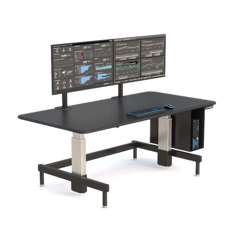 Height Adjustable Control Room Desk with VESA Monitor Mounts