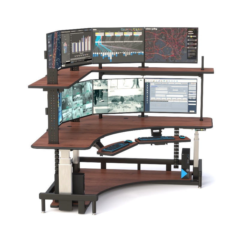 Center Console Desk | Ergonomic Multi-Display Workstation