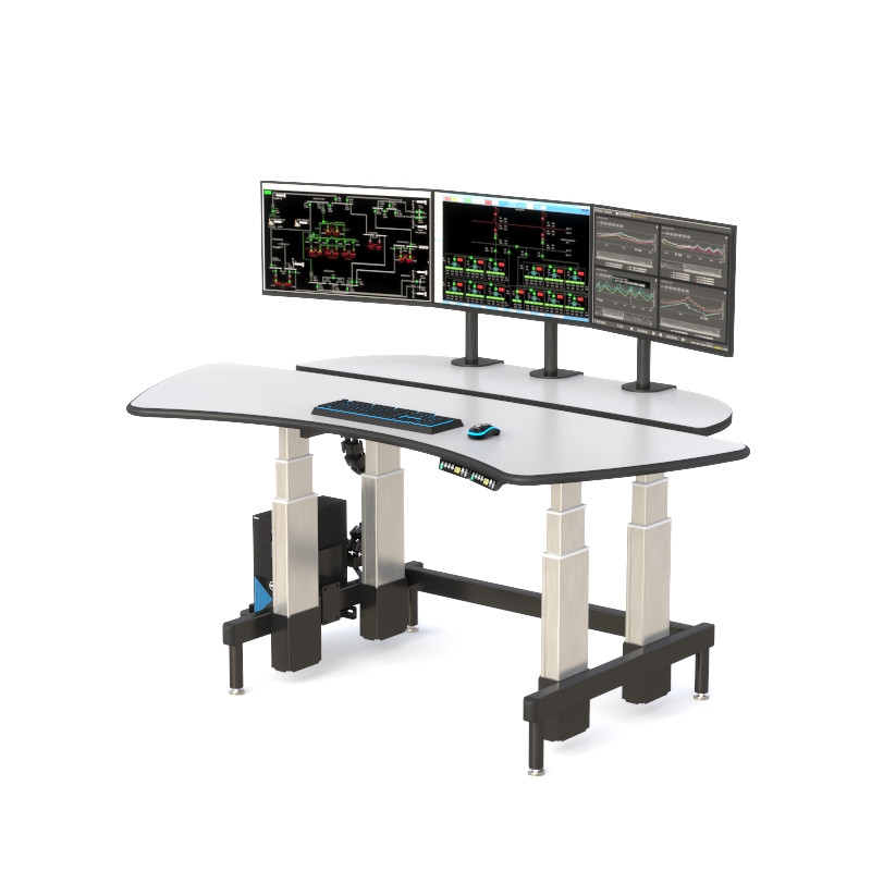 Ergonomic Dispatch Desk with Dual Height-Adjustable Surfaces