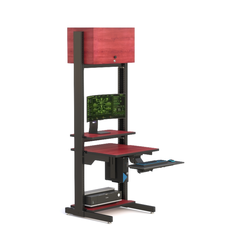 High-Quality Server Computer LAN Rack with Overhead Storage | Control and Command