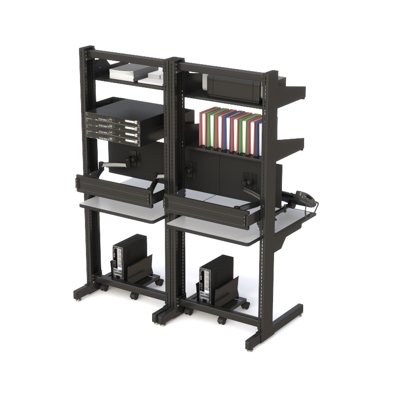Dual User LAN Computer Rack for Multi-Device Control