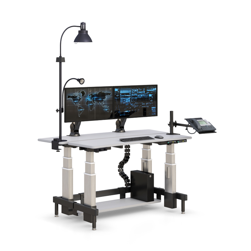 Dual Tier Control Room Desk with Adjustable Surfaces
