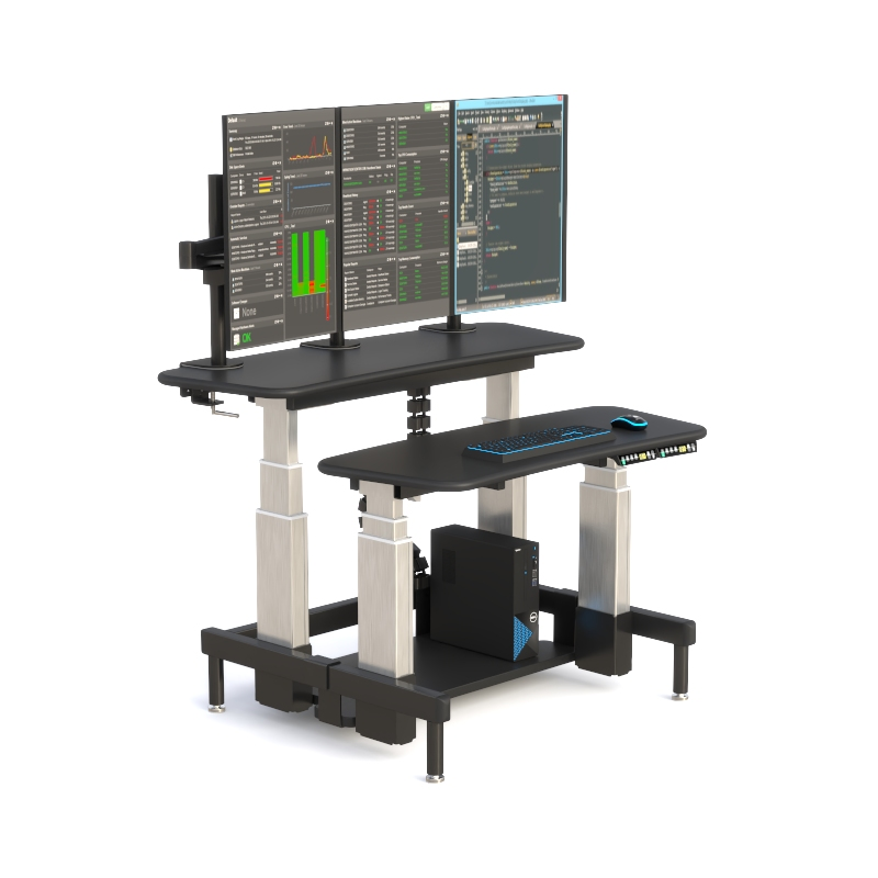 2 Tier Sit Stand Desk with Dual Adjustable Work Surfaces