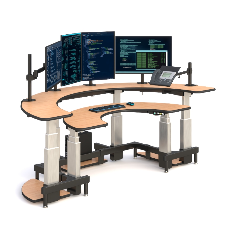 Dual Tier Half Circle Center Desk – Ergonomic Console