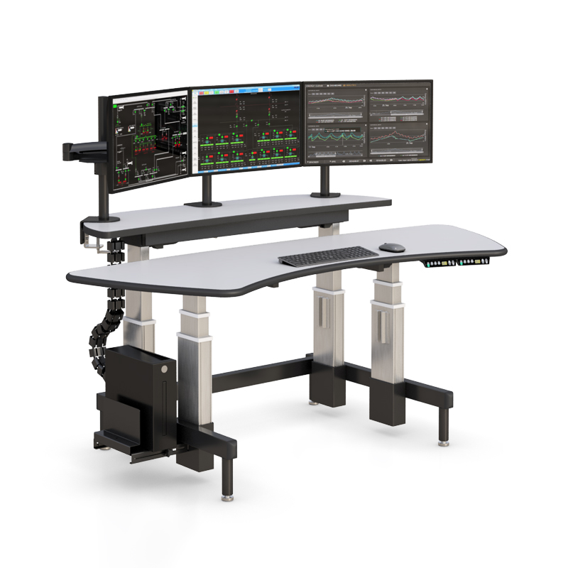 Ergonomic Dispatch Desk with Dual Height-Adjustable Surfaces