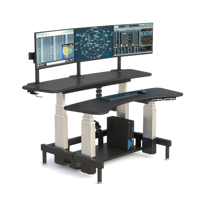 Ergonomic Control Room Desk with Dual Adjustable Surfaces