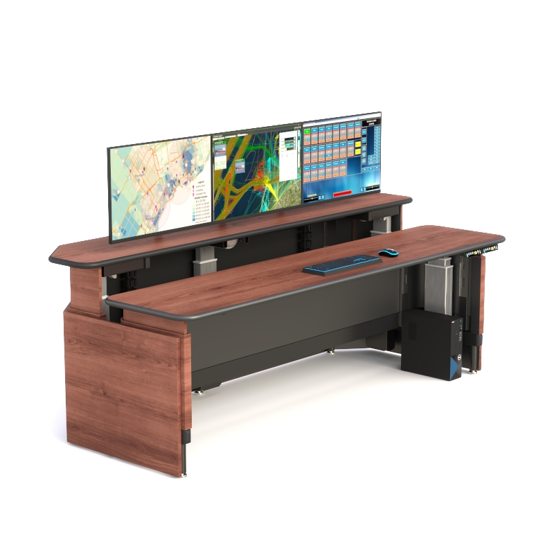 Dual Uplift Ergonomic Command Center Desk with Sit-Stand Function