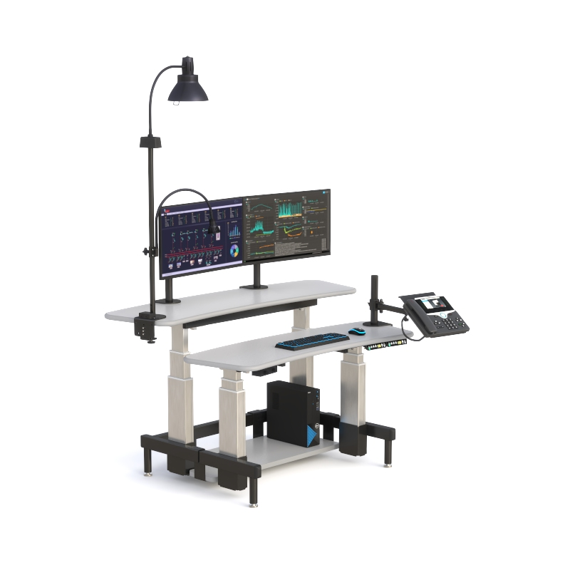 Dual Tier Control Room Desk with Adjustable Surfaces