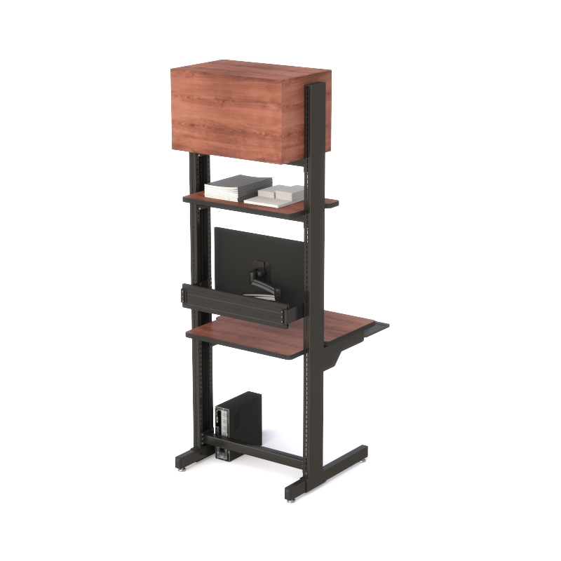 Ergonomic Server Rack Desk with Overhead Storage | Deluxe Smart Rack