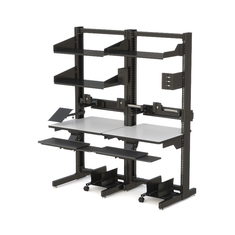 Dual User LAN Computer Rack for Multi-Device Control