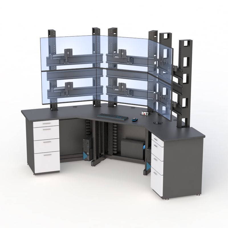 Ergonomic Console Desk for CCTV Control Room Operations