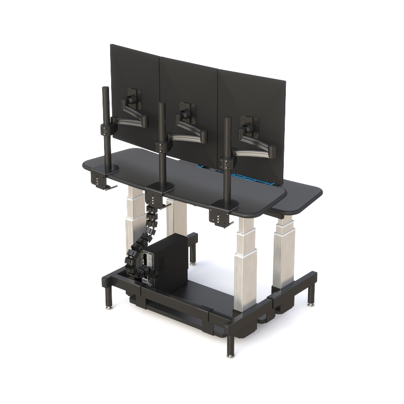 2 Tier Sit Stand Desk with Dual Adjustable Work Surfaces