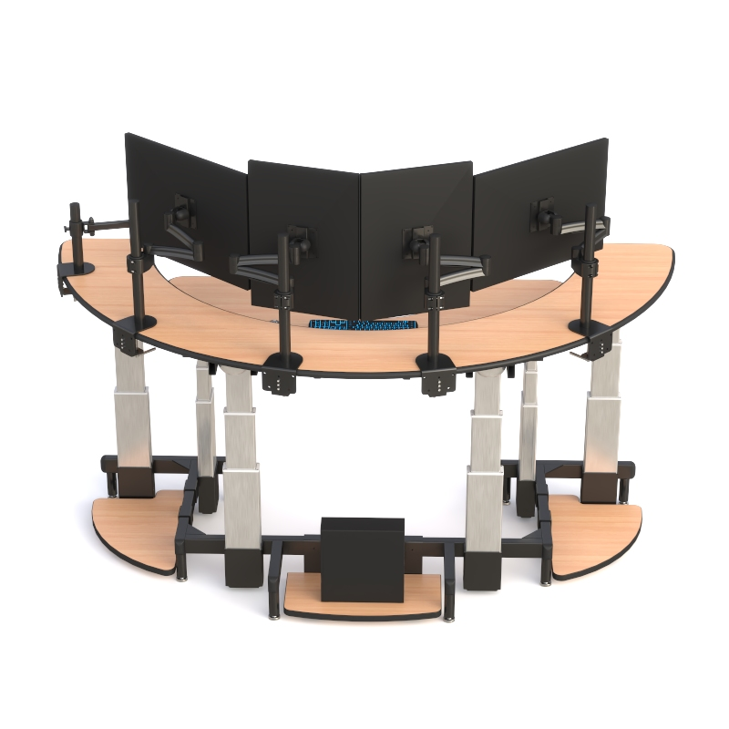 Dual Tier Half Circle Center Desk – Ergonomic Console