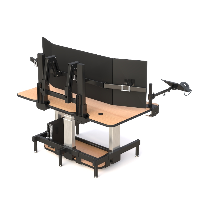 Ergonomic Command Center Desk with Phone Arm & Triple Monitors