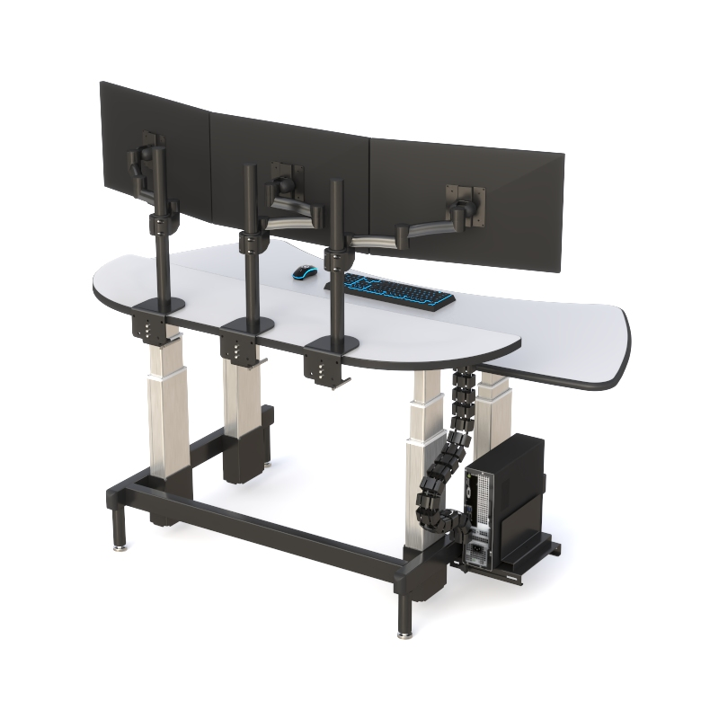 Ergonomic Dispatch Desk with Dual Height-Adjustable Surfaces