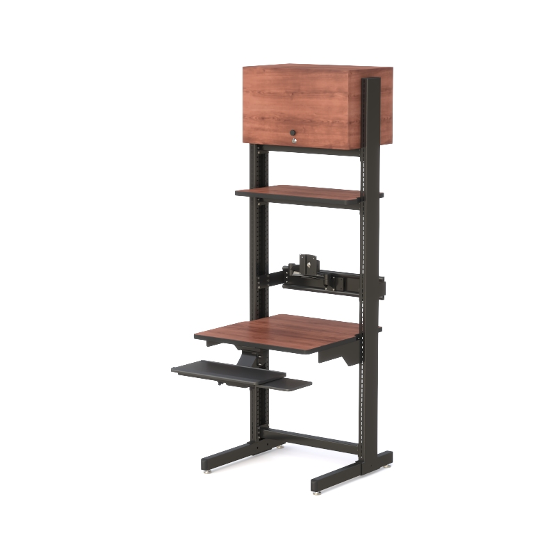 Ergonomic Server Rack Desk with Overhead Storage | Deluxe Smart Rack