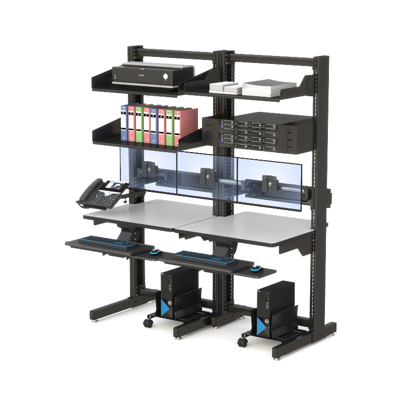 Dual User LAN Computer Rack for Multi-Device Control