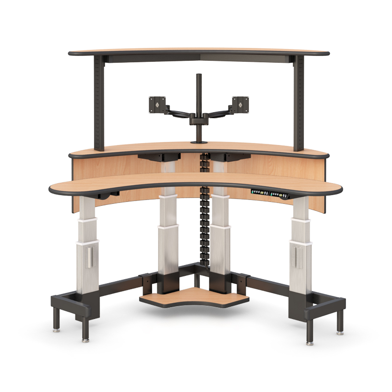 Command Center Monitoring Desk with Curved Sit-Stand Design
