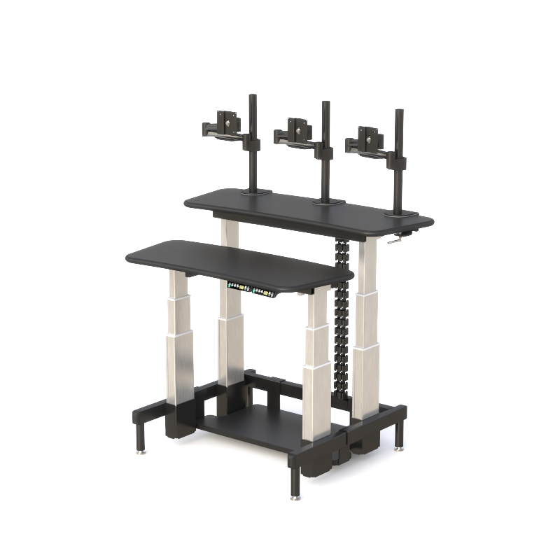 2 Tier Sit Stand Desk with Dual Adjustable Work Surfaces