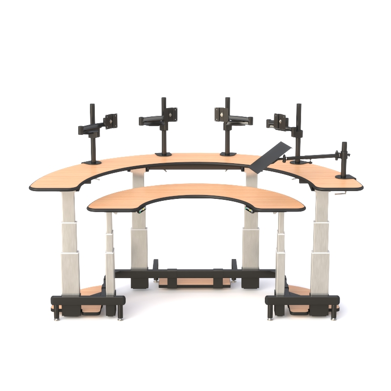 Dual Tier Half Circle Center Desk – Ergonomic Console
