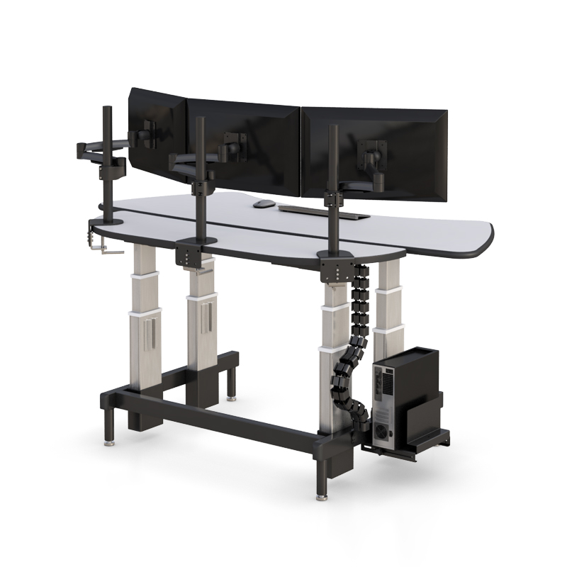 Ergonomic Dispatch Desk with Dual Height-Adjustable Surfaces