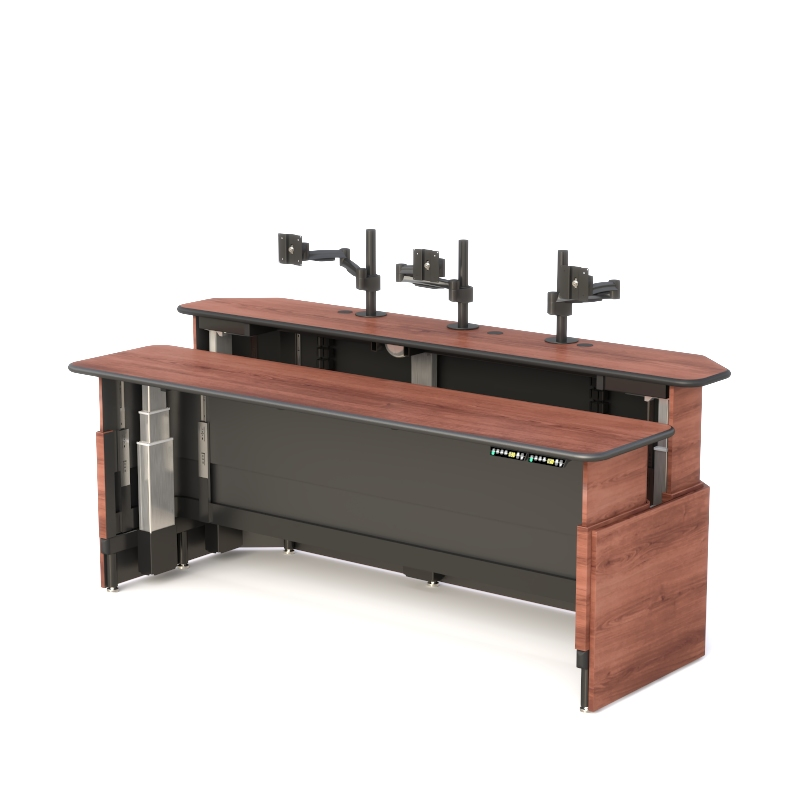 Dual Uplift Ergonomic Command Center Desk with Sit-Stand Function