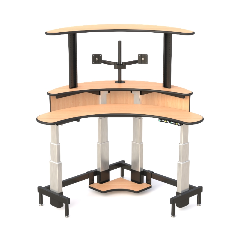 Command Center Monitoring Desk with Curved Sit-Stand Design