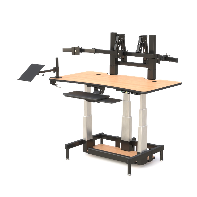 Ergonomic Command Center Desk with Phone Arm & Triple Monitors