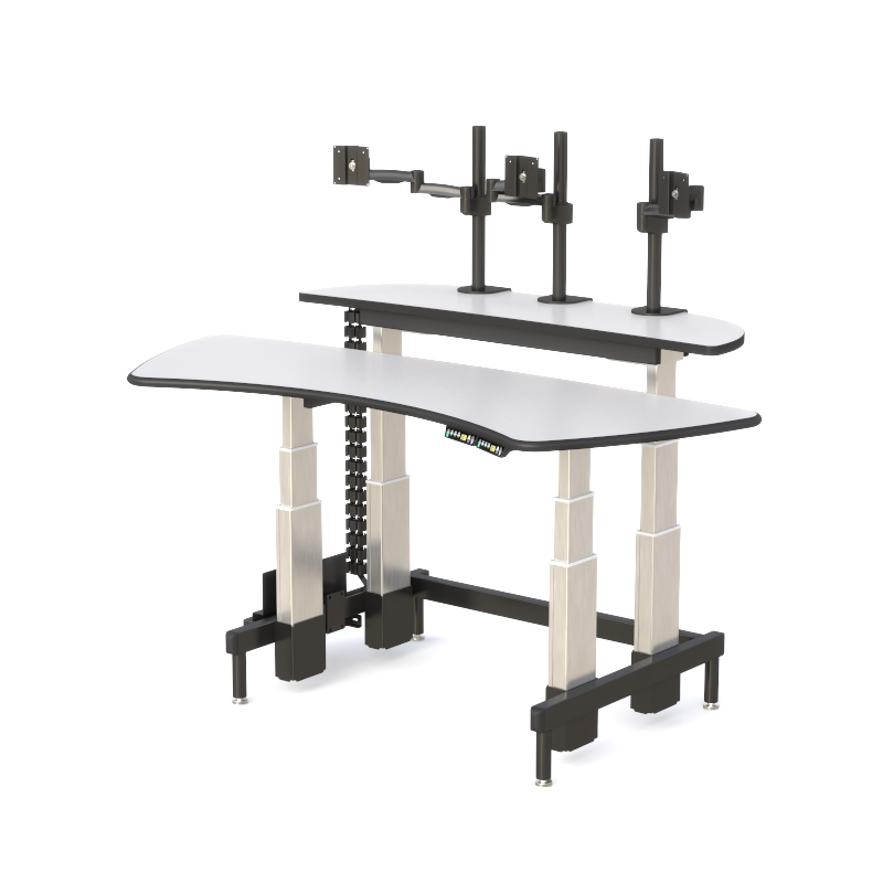 Ergonomic Dispatch Desk with Dual Height-Adjustable Surfaces