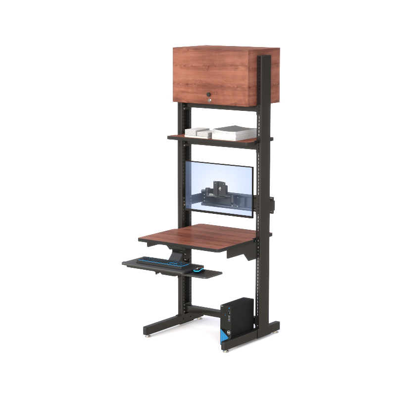 Ergonomic Server Rack Desk with Overhead Storage | Deluxe Smart Rack