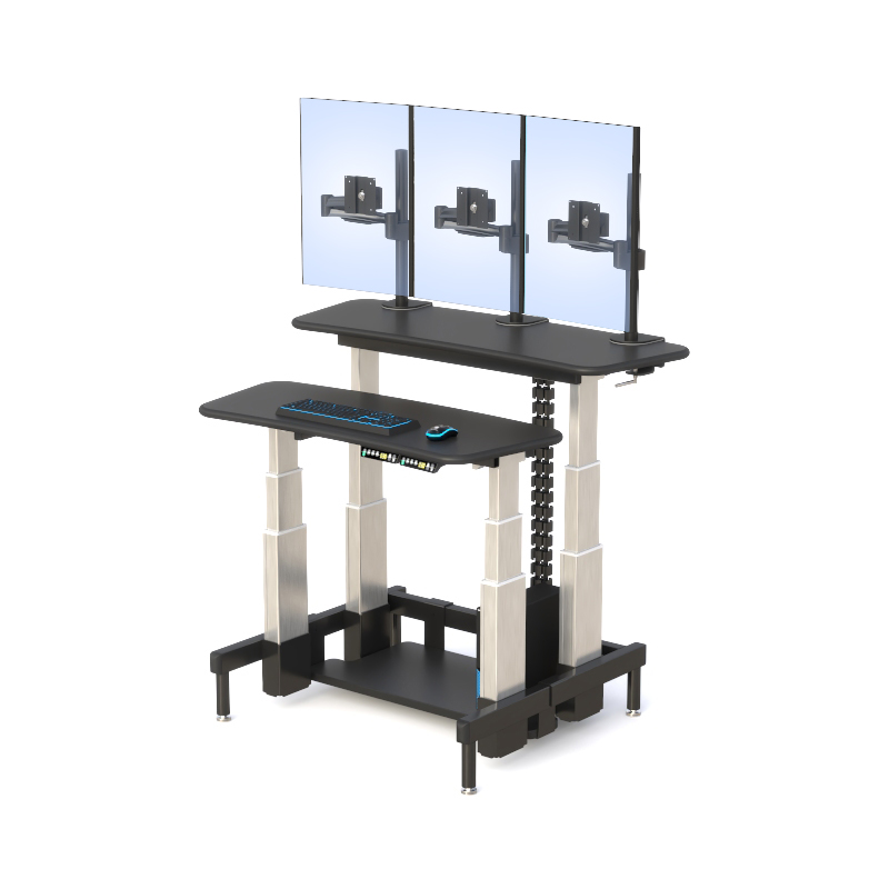 2 Tier Sit Stand Desk with Dual Adjustable Work Surfaces
