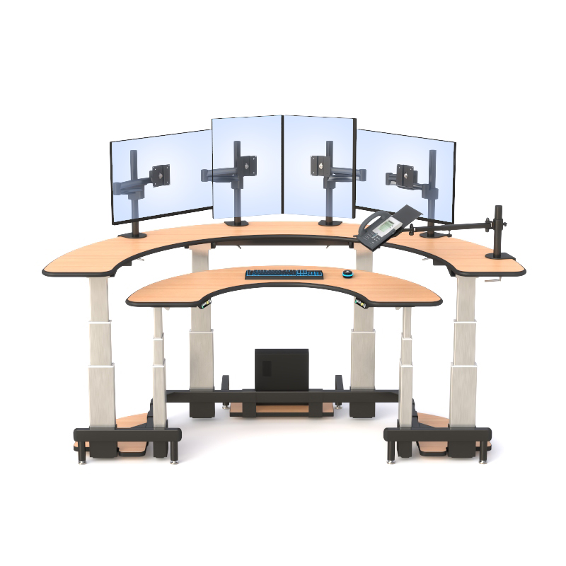 Dual Tier Half Circle Center Desk – Ergonomic Console
