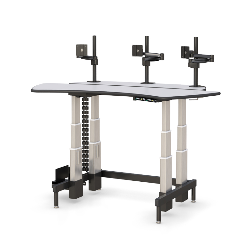 Ergonomic Dispatch Desk with Dual Height-Adjustable Surfaces