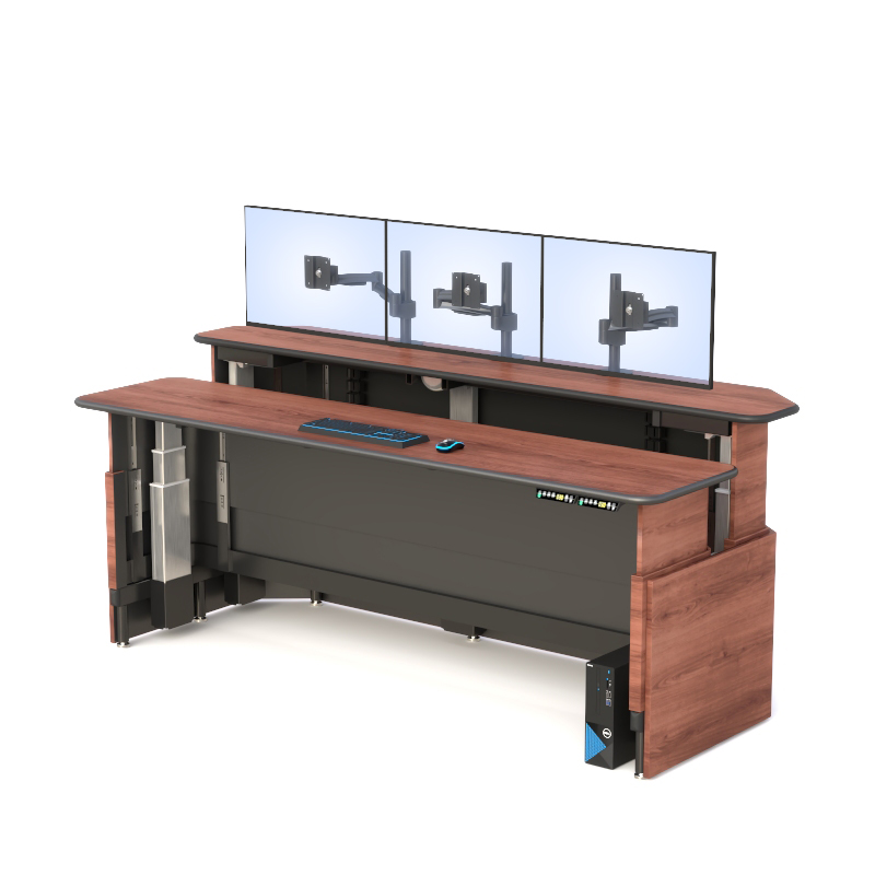Dual Uplift Ergonomic Command Center Desk with Sit-Stand Function